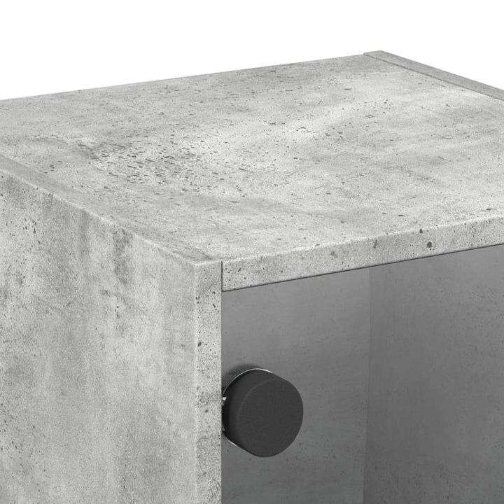 sengebord med glaslåger 35x37x35 cm betongrå