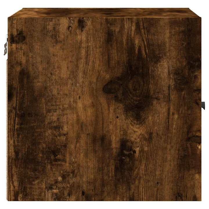 sengebord med glaslåger 35x37x35 cm røget egetræsfarve