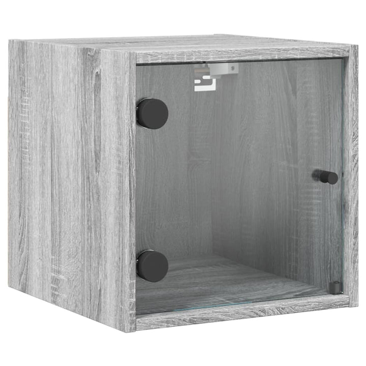 sengebord med glaslåger 35x37x35 cm grå sonoma-eg