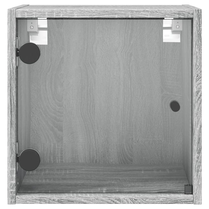 sengebord med glaslåger 35x37x35 cm grå sonoma-eg