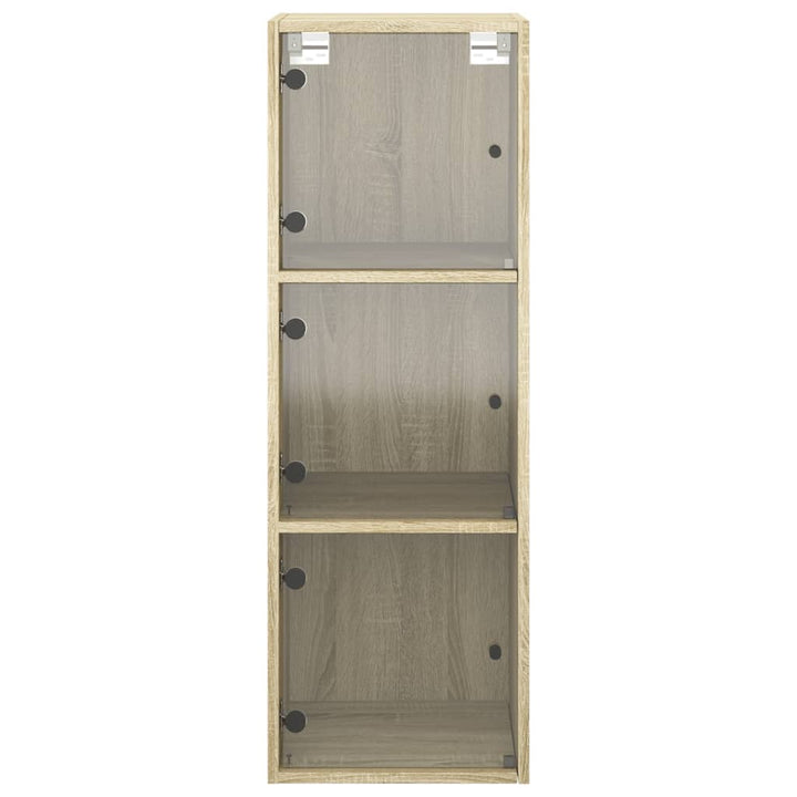 skab med glaslåger 35x37x100 cm sonoma-eg
