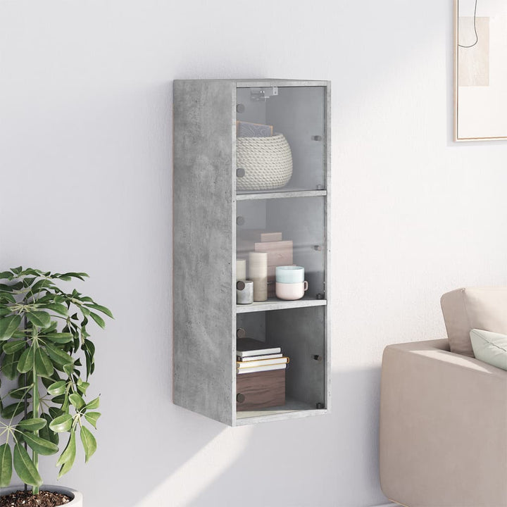 skab med glaslåger 35x37x100 cm betongrå