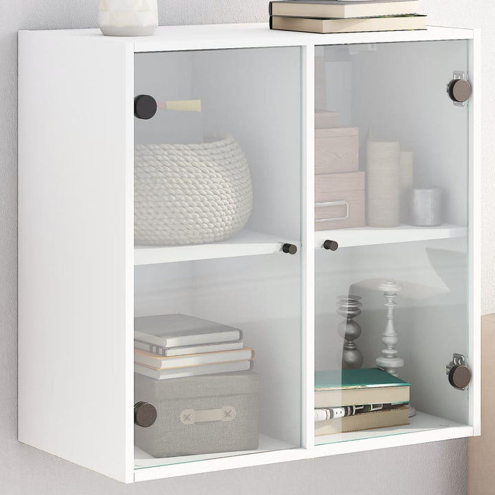 vægskab med glaslåger 68x37x68,5 cm hvid