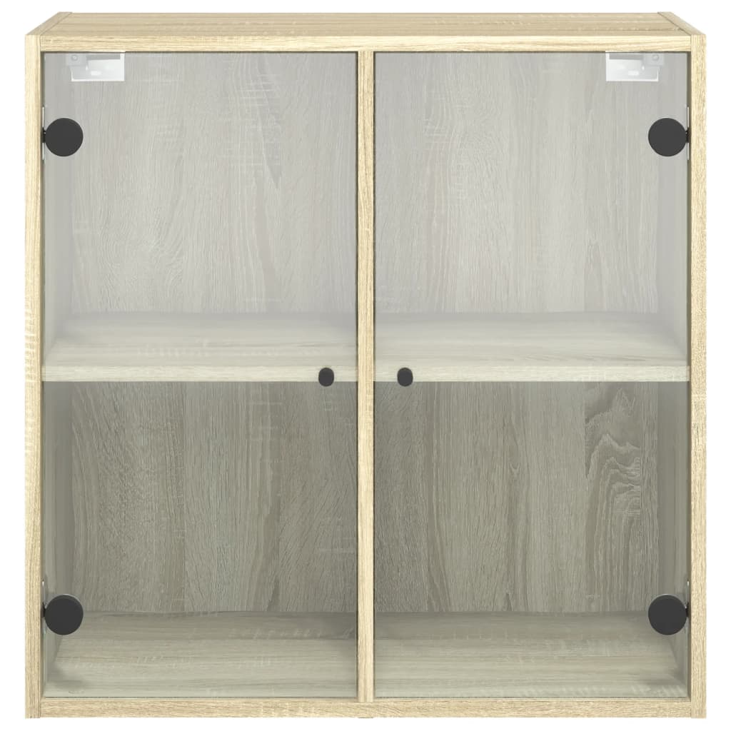 skab med glaslåger 68x37x68,5 cm sonoma-eg