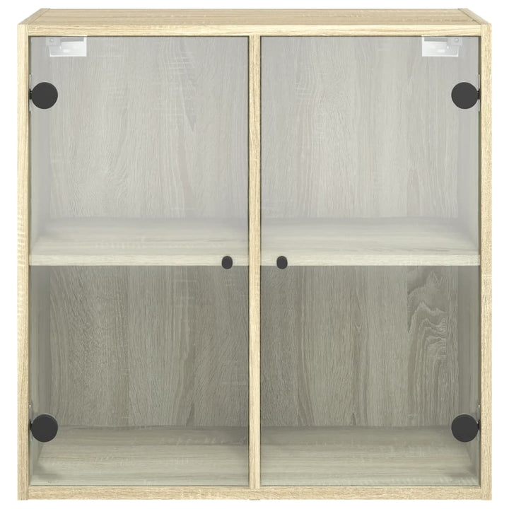 skab med glaslåger 68x37x68,5 cm sonoma-eg