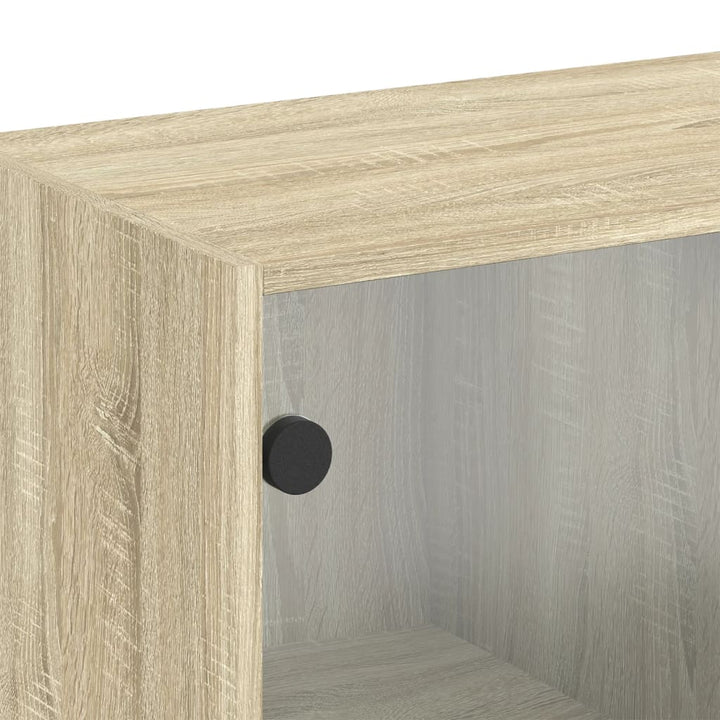skab med glaslåger 68x37x68,5 cm sonoma-eg