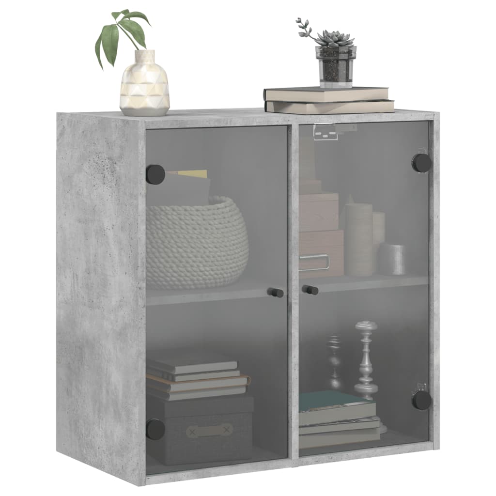 skab med glaslåger 68x37x68,5 cm betongrå