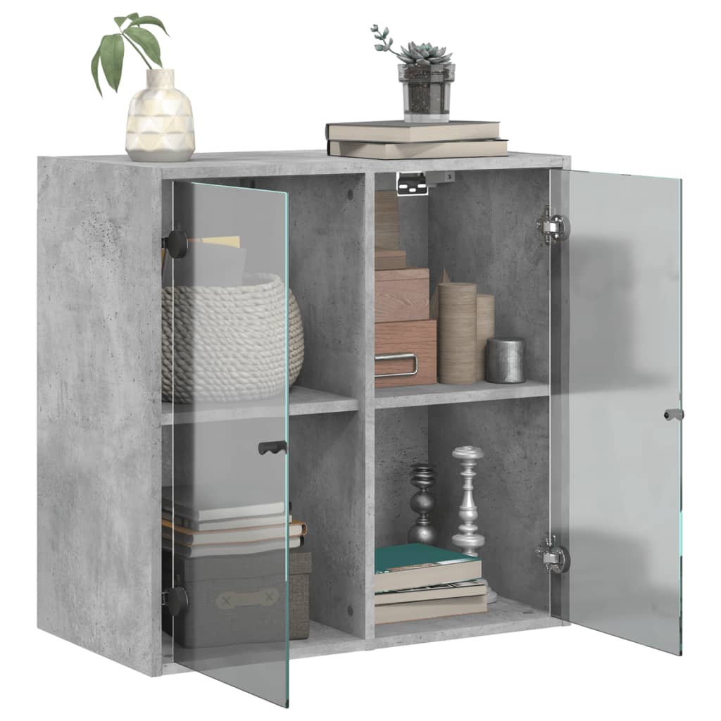 skab med glaslåger 68x37x68,5 cm betongrå