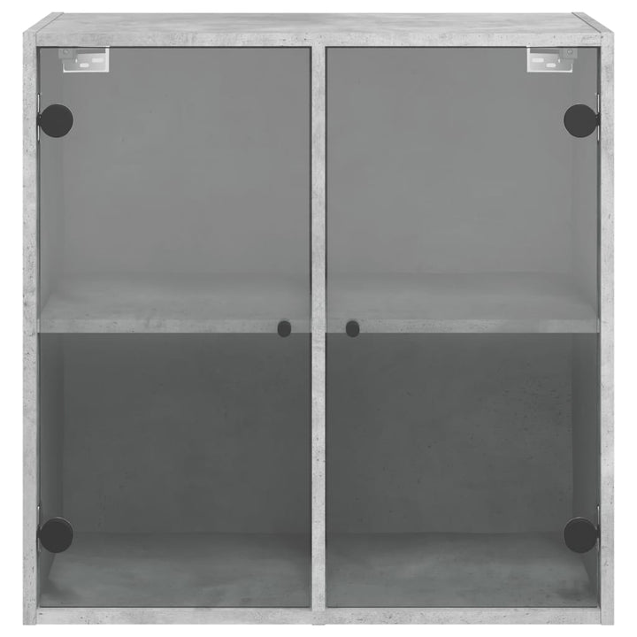skab med glaslåger 68x37x68,5 cm betongrå