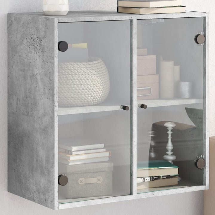 skab med glaslåger 68x37x68,5 cm betongrå