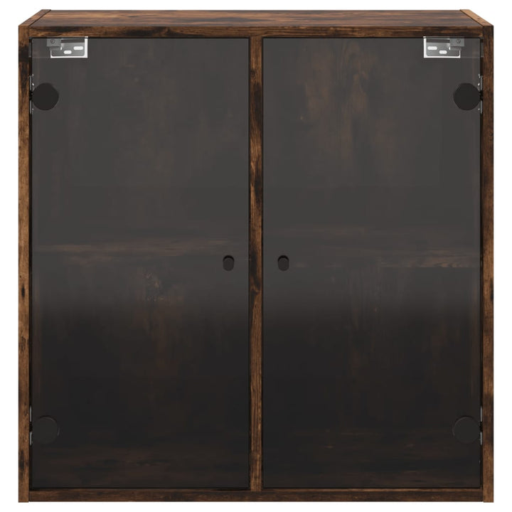 skab med glaslåger 68x37x68,5 cm røget egetræsfarve