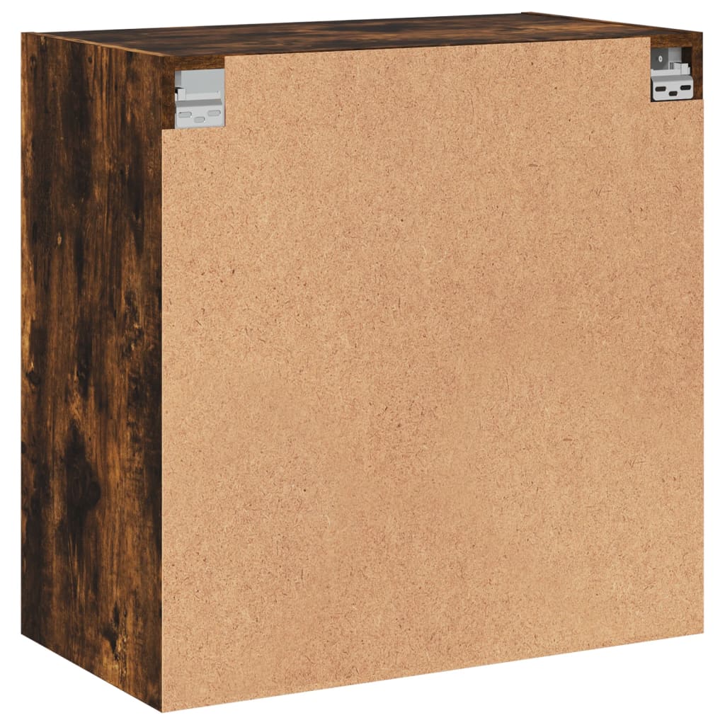 skab med glaslåger 68x37x68,5 cm røget egetræsfarve