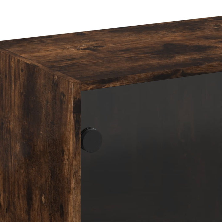 skab med glaslåger 68x37x68,5 cm røget egetræsfarve