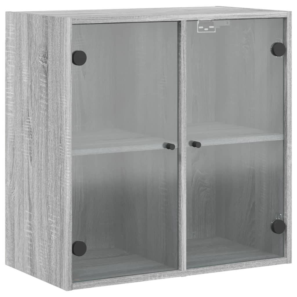 skab med glaslåger 68x37x68,5 cm grå sonoma-eg