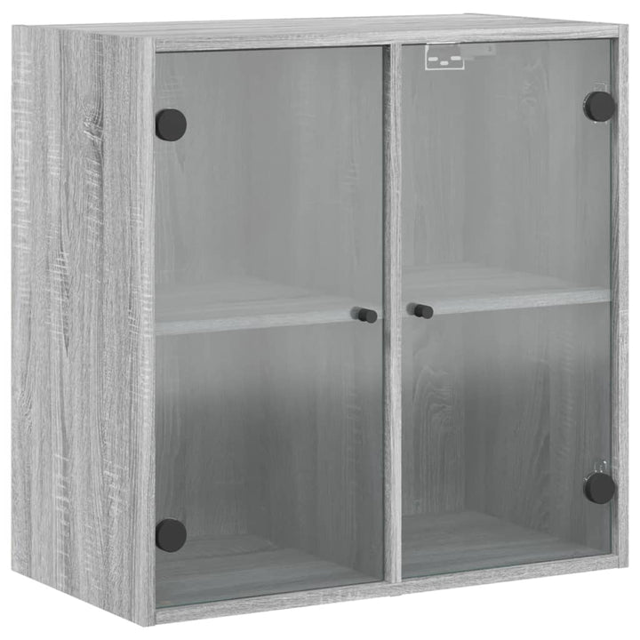 skab med glaslåger 68x37x68,5 cm grå sonoma-eg