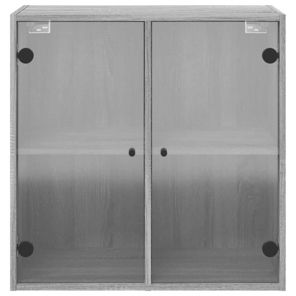 skab med glaslåger 68x37x68,5 cm grå sonoma-eg