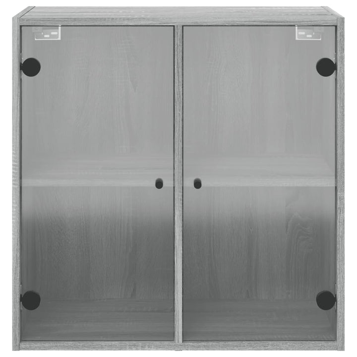 skab med glaslåger 68x37x68,5 cm grå sonoma-eg