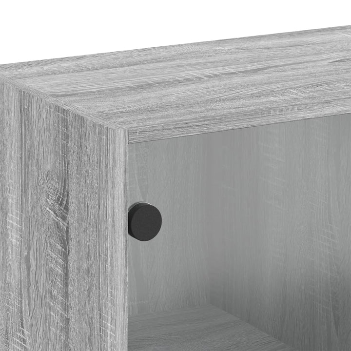 skab med glaslåger 68x37x68,5 cm grå sonoma-eg