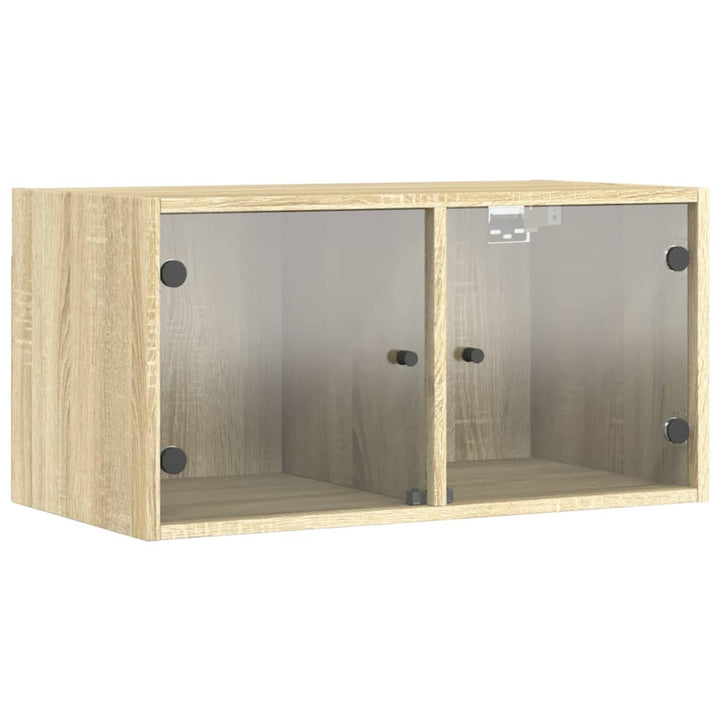 skab med glaslåger 68,5x37x35 cm sonoma-eg