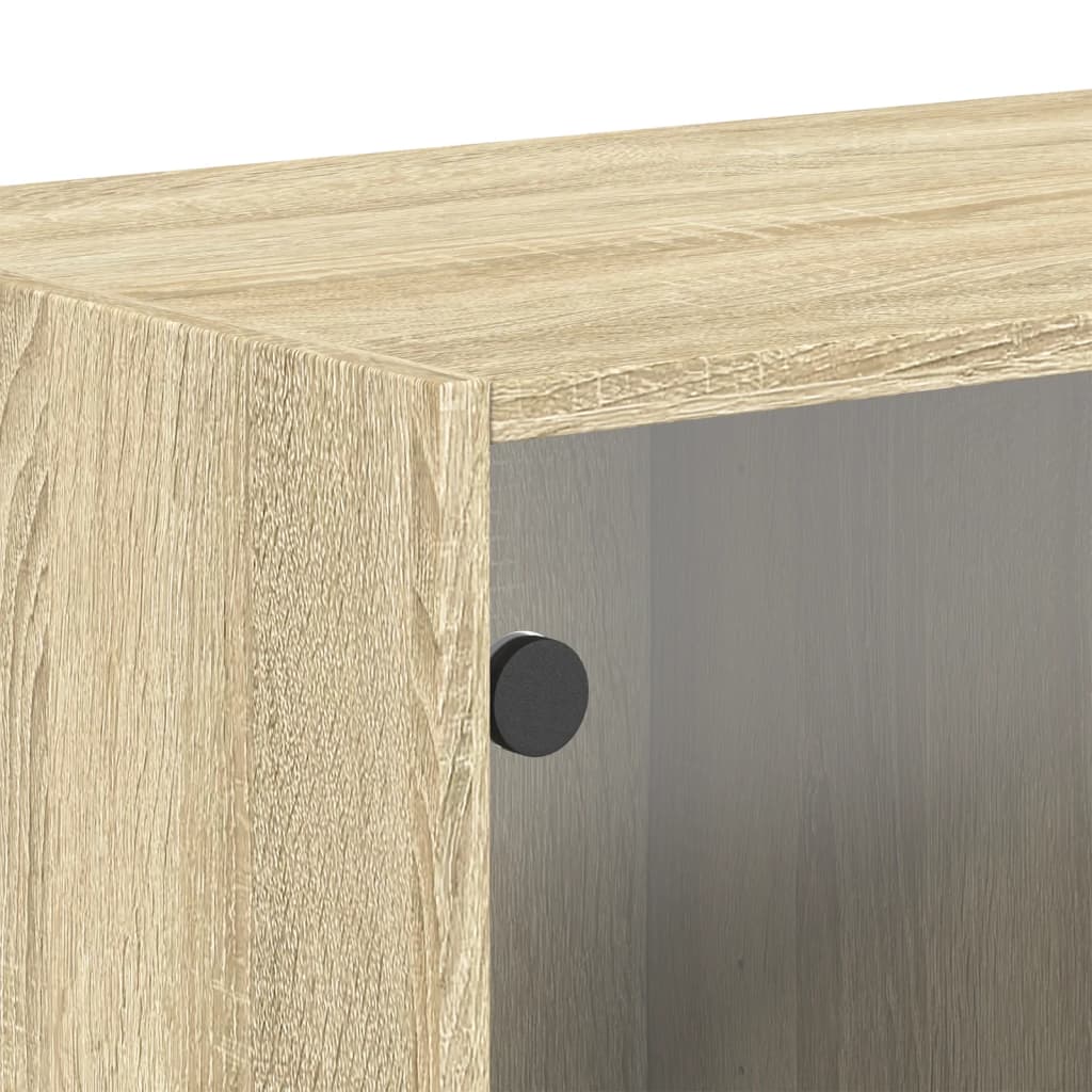 skab med glaslåger 68,5x37x35 cm sonoma-eg