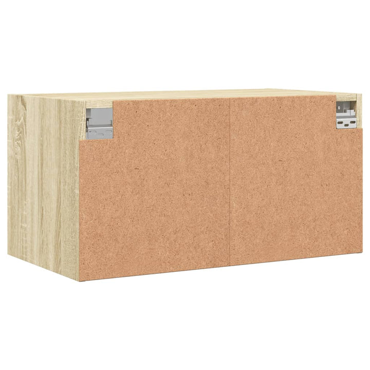 vægskabe 2 stk. med glaslåger 68,5x37x35 cm sonoma-eg