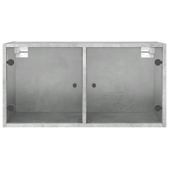 vægskabe 2 stk. med glaslåger 68,5x37x35 cm betongrå