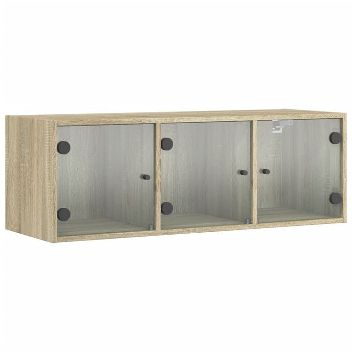 skab med glaslåger 102x37x35 cm sonoma-eg
