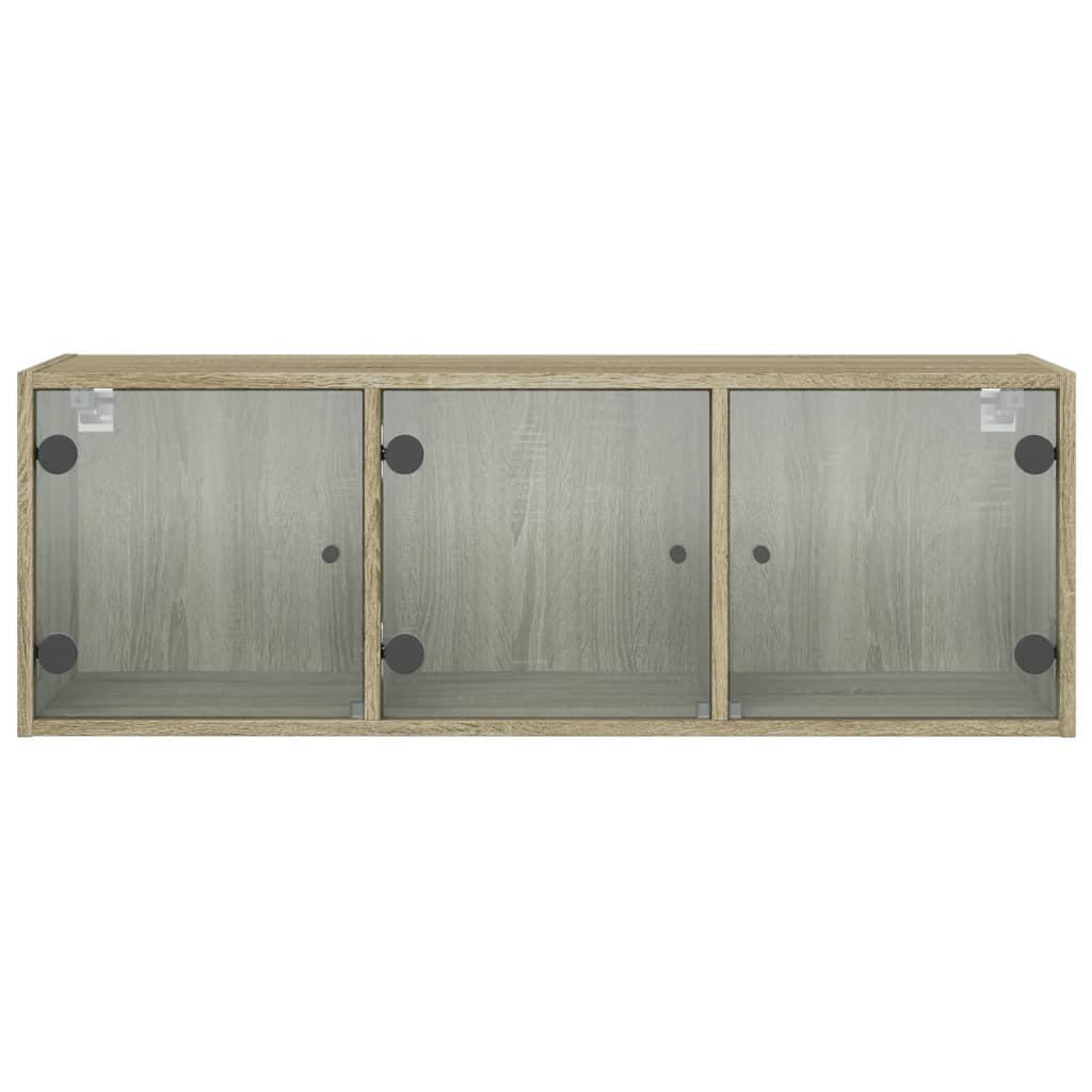 skab med glaslåger 102x37x35 cm sonoma-eg