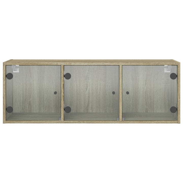 skab med glaslåger 102x37x35 cm sonoma-eg