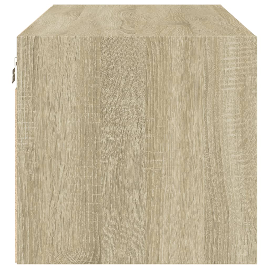 skab med glaslåger 102x37x35 cm sonoma-eg