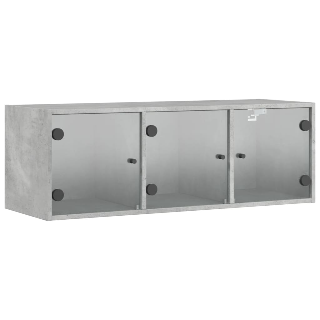 skab med glaslåger 102x37x35 cm betongrå