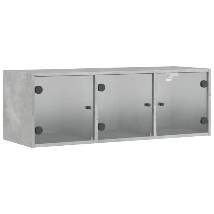 skab med glaslåger 102x37x35 cm betongrå