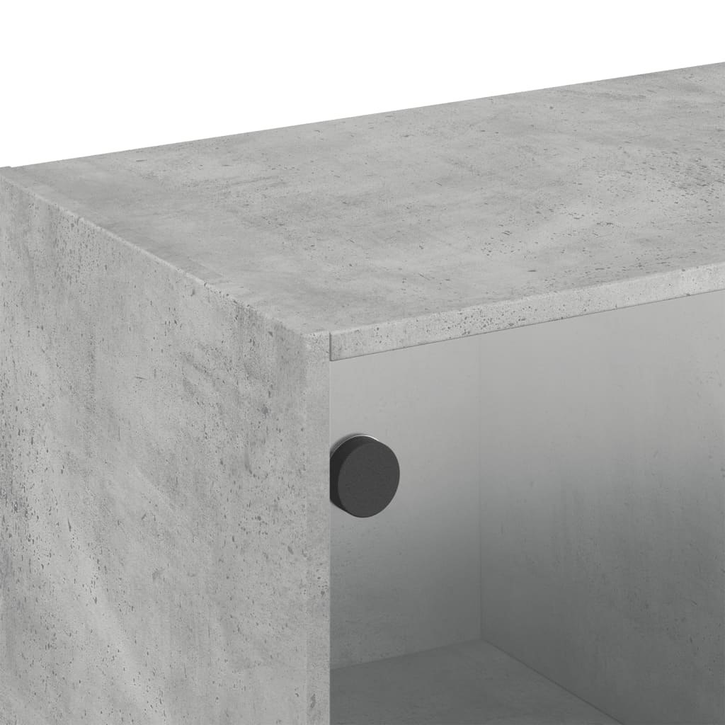 skab med glaslåger 102x37x35 cm betongrå