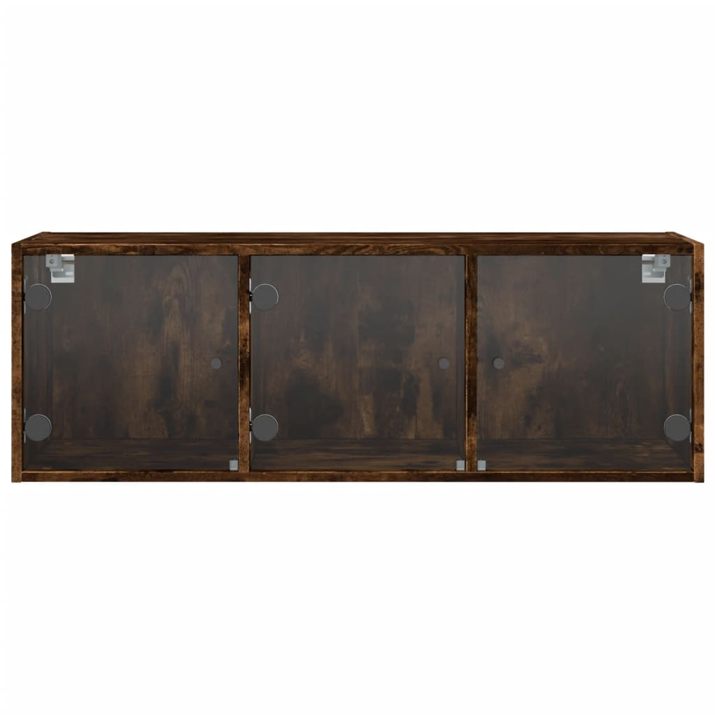 skab med glaslåger 102x37x35 cm røget egetræsfarve