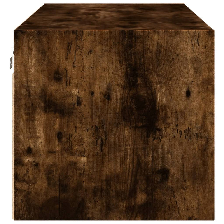 skab med glaslåger 102x37x35 cm røget egetræsfarve