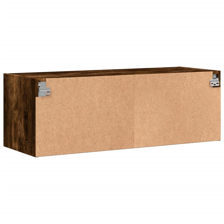 skab med glaslåger 102x37x35 cm røget egetræsfarve