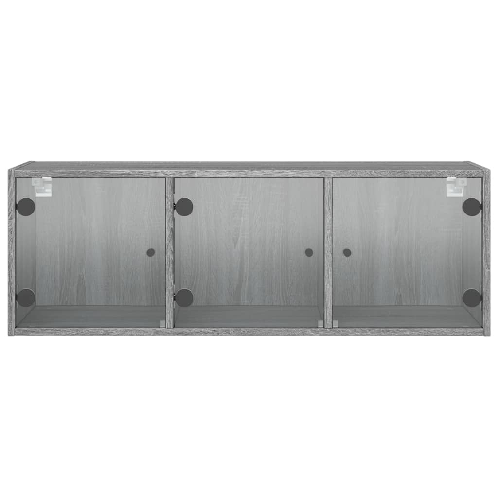 skab med glaslåger 102x37x35 cm grå sonoma-eg