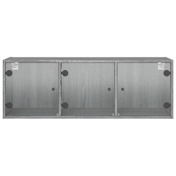 skab med glaslåger 102x37x35 cm grå sonoma-eg