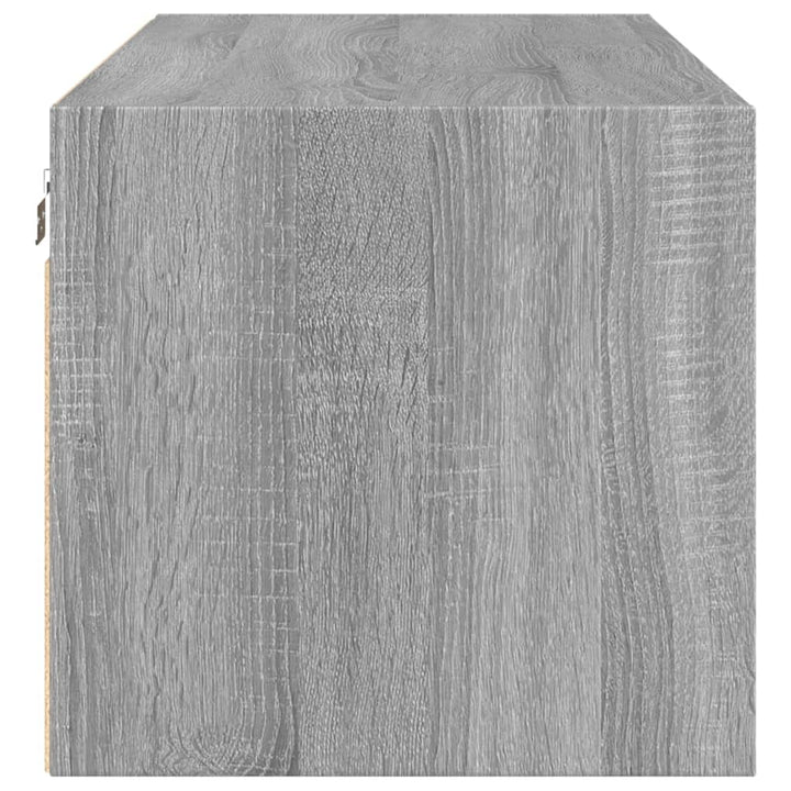 skab med glaslåger 102x37x35 cm grå sonoma-eg