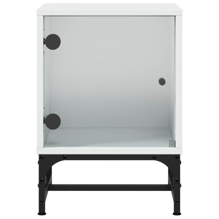 sengebord med glaslåger 35x37x50 cm hvid