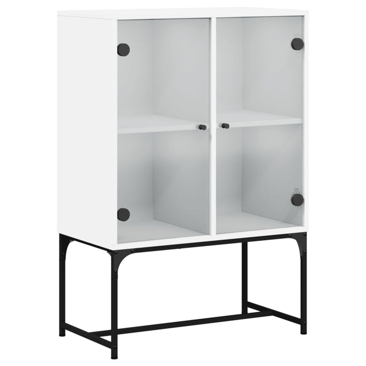skab med glaslåger 69x37x100 cm hvid