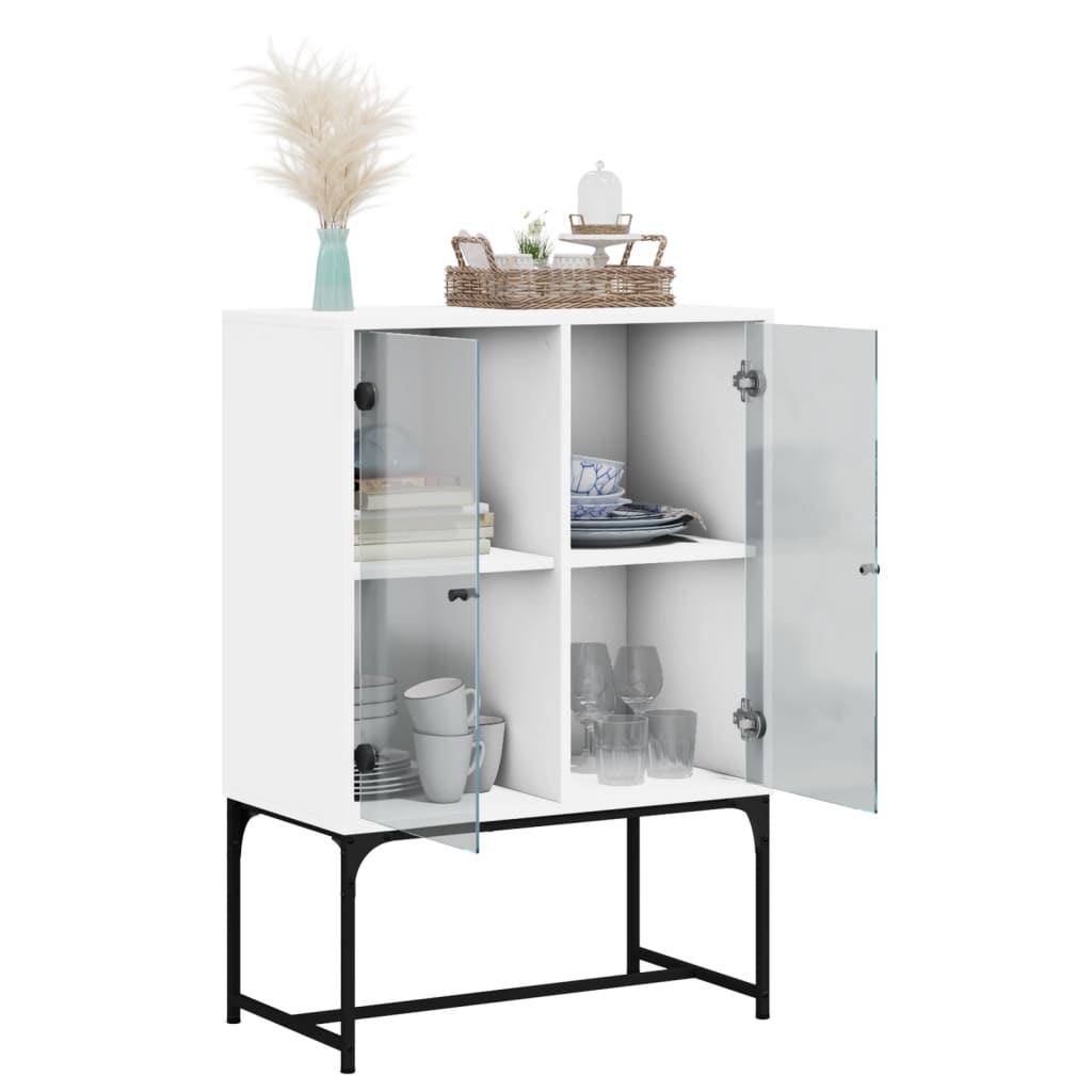 skab med glaslåger 69x37x100 cm hvid