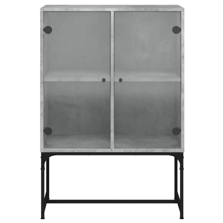 skab med glaslåger 69x37x100 cm betongrå