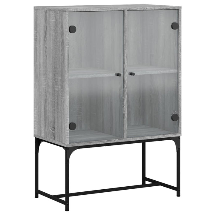 skab med glaslåger 69x37x100 cm grå sonoma-eg