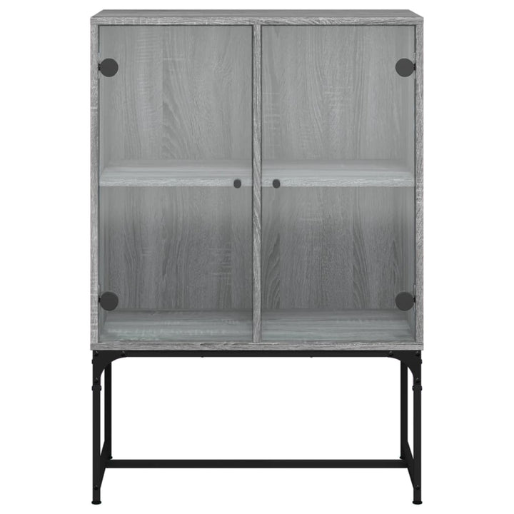 skab med glaslåger 69x37x100 cm grå sonoma-eg