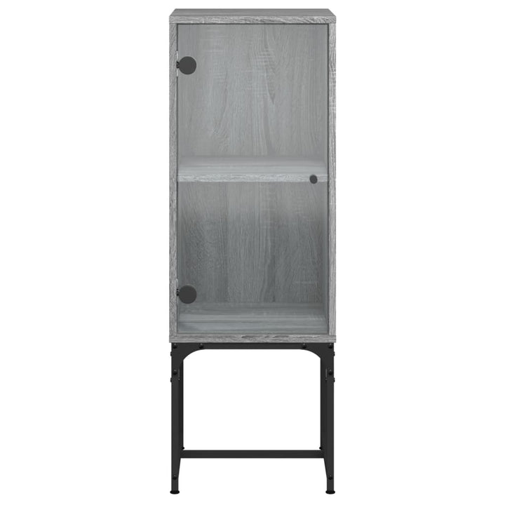 skab med glaslåge 35x37x100 cm grå sonoma-eg