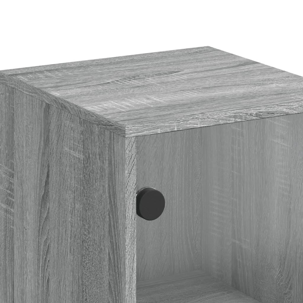 skab med glaslåge 35x37x100 cm grå sonoma-eg
