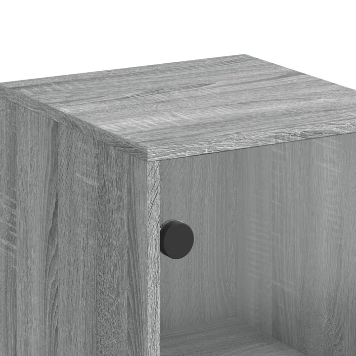 skab med glaslåge 35x37x100 cm grå sonoma-eg