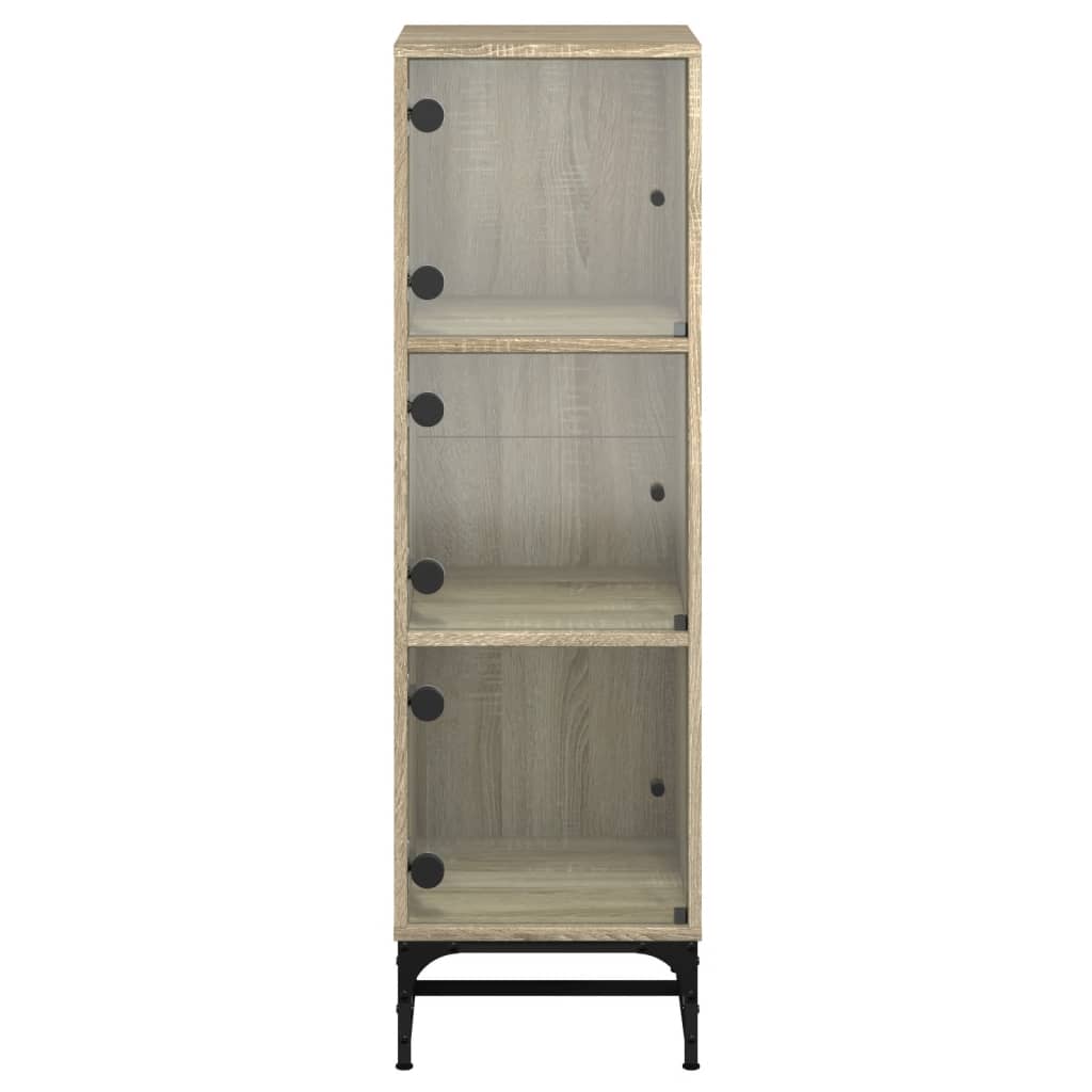 skab med glaslåger 35x37x120 cm sonoma-eg
