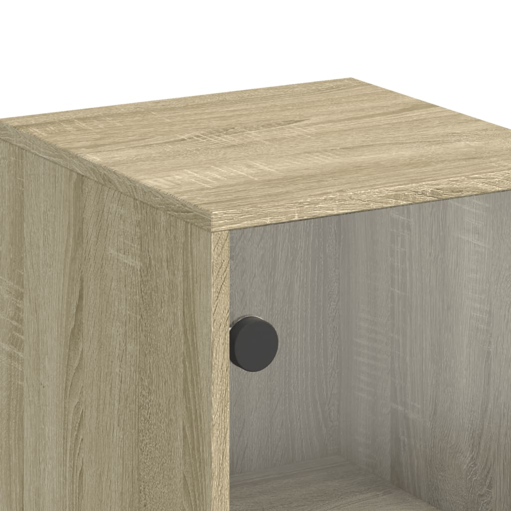 skab med glaslåger 35x37x120 cm sonoma-eg